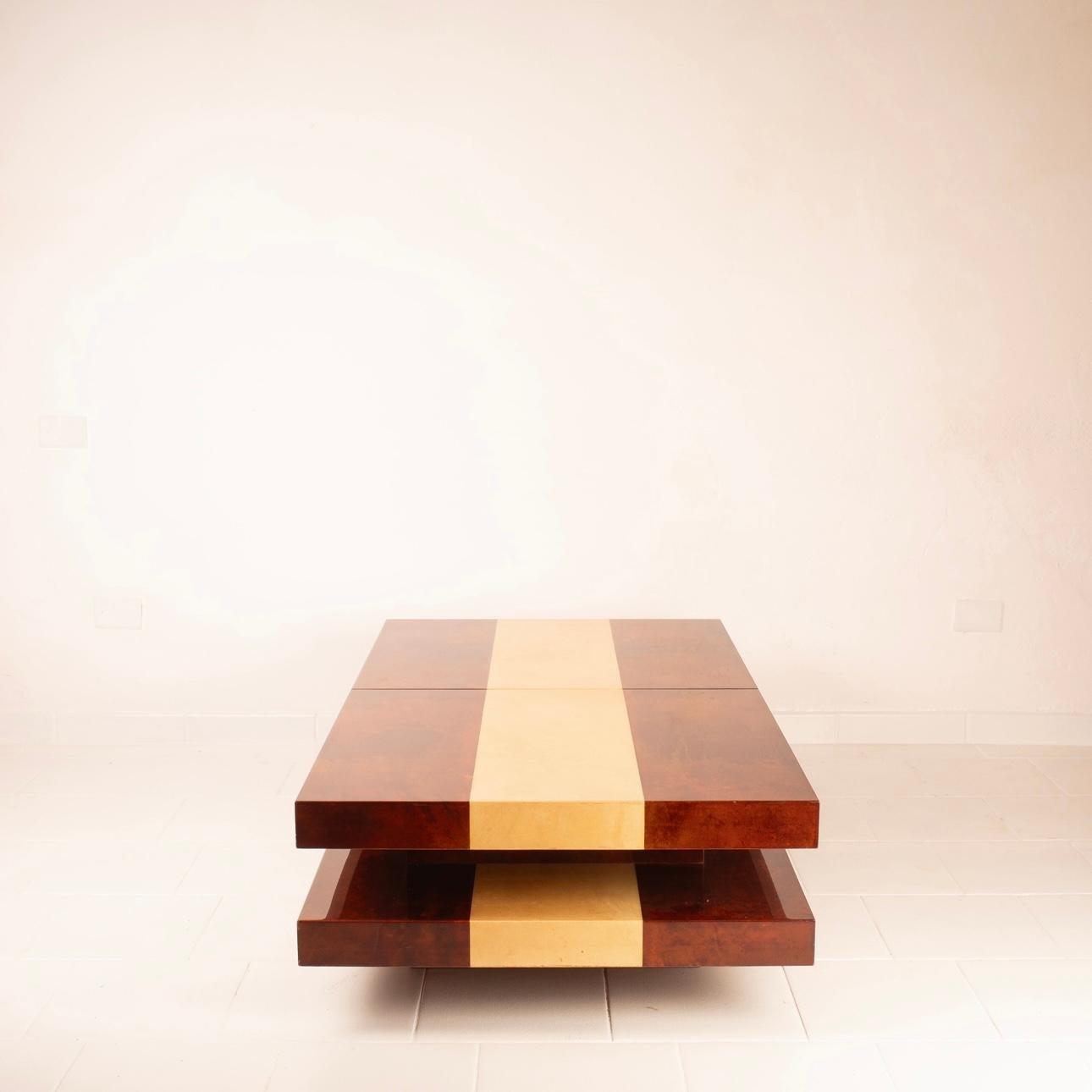 Wood Parchment Bar Table by Aldo Tura for Tura Milano For Sale