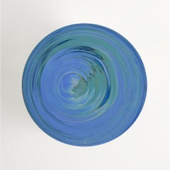 Coffee Table Iron and Cement Base Light Blue Top Handmade in Italy by Cupioli