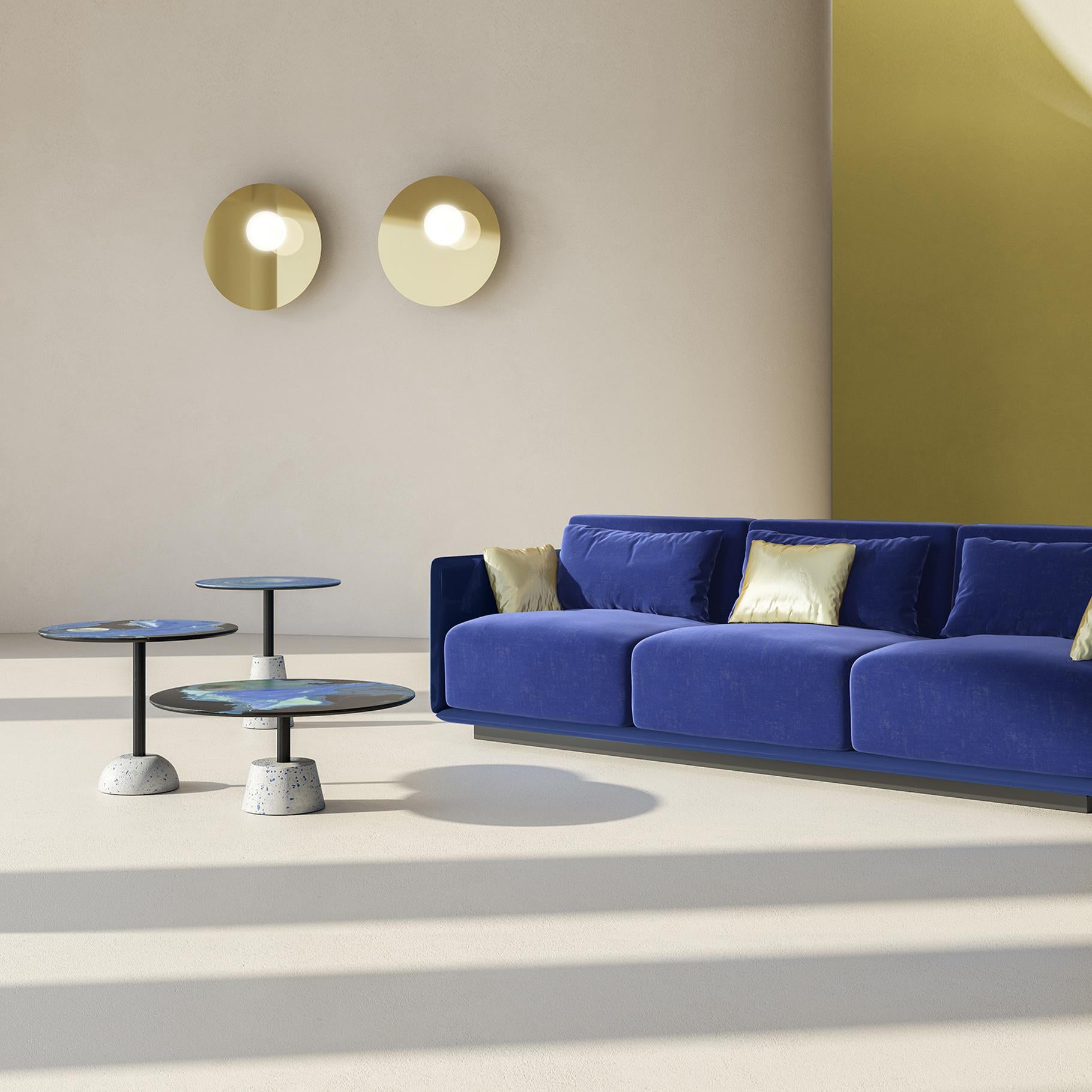 Couchtisch Eisen und Zement Basis Hellblaue Platte Handgemacht in Italien von Cupioli im Angebot 2