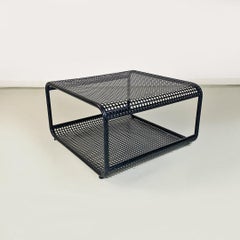 Italian modern matte black metal low cocktail or coffee table, 1980s