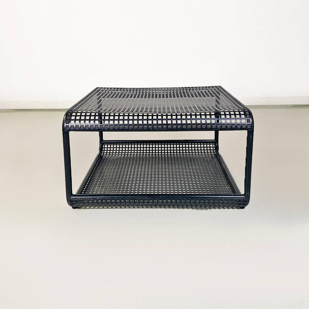 Modern Low cocktail or coffee table in matte black metal, ca. 1980. For Sale