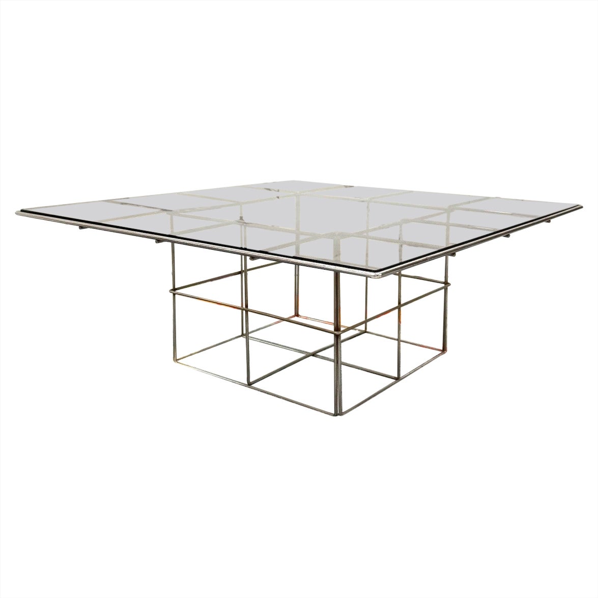 Table basse 70's design moderne italien grille en acier en vente