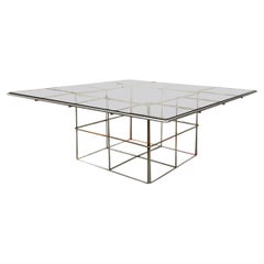 Tavolino Basso da salotto anni '70 Griglia acciaio design modernariato italiano