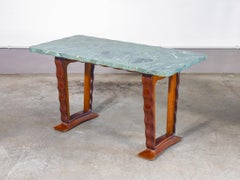 Table basse design Pier Luigi COLLI, en bois et marbre. Italie, années 50