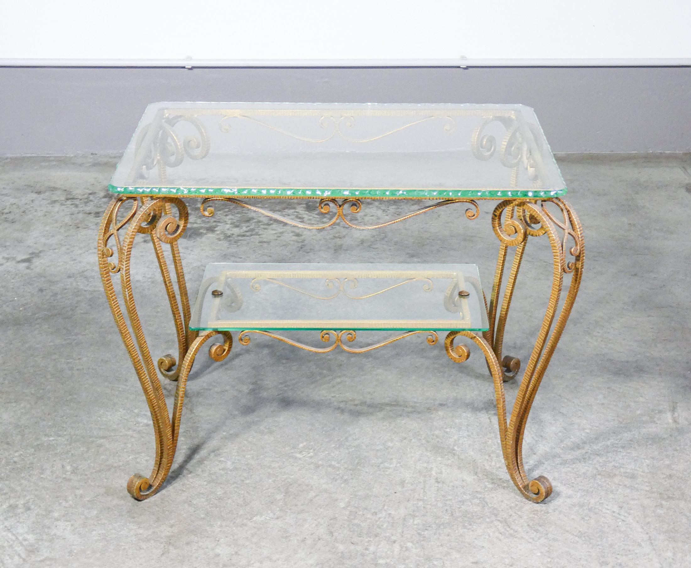 Pier Luigi COLLI design low coffee table made of gilded metal and glass. Italy, 1950s In Good Condition In Torino, IT