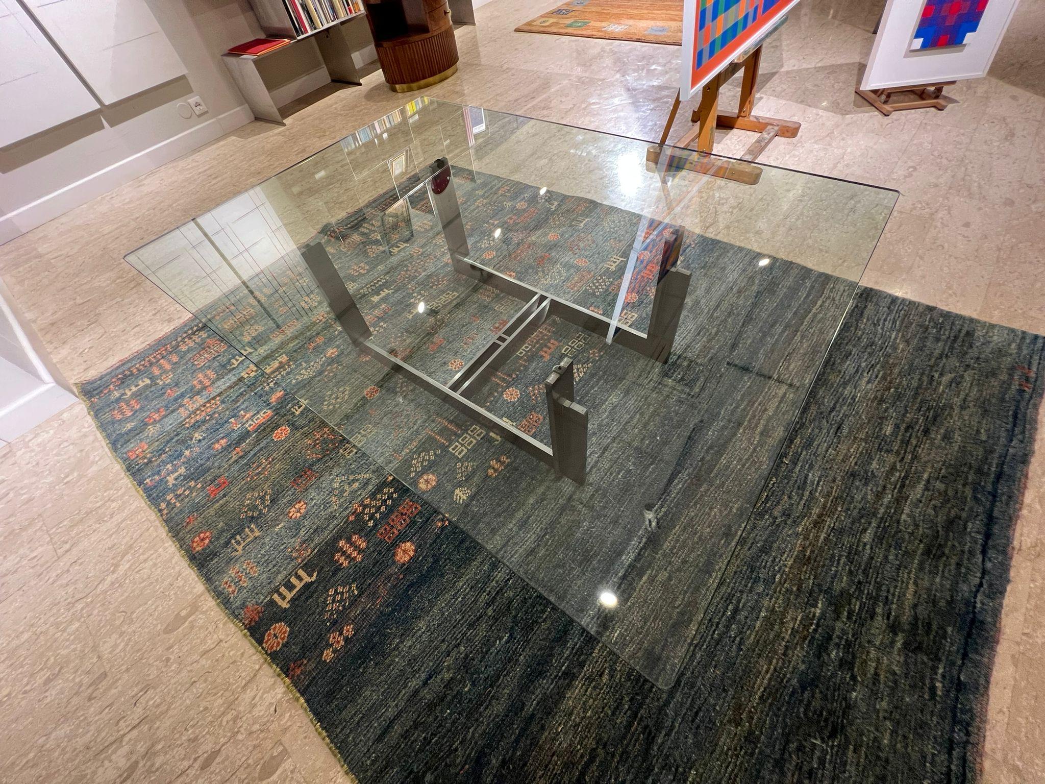 Tavolino basso “Florian” di Carlo Scarpa in cristallo e acciaio, 1973 — Italia Bon état - En vente à Vicenza, VI