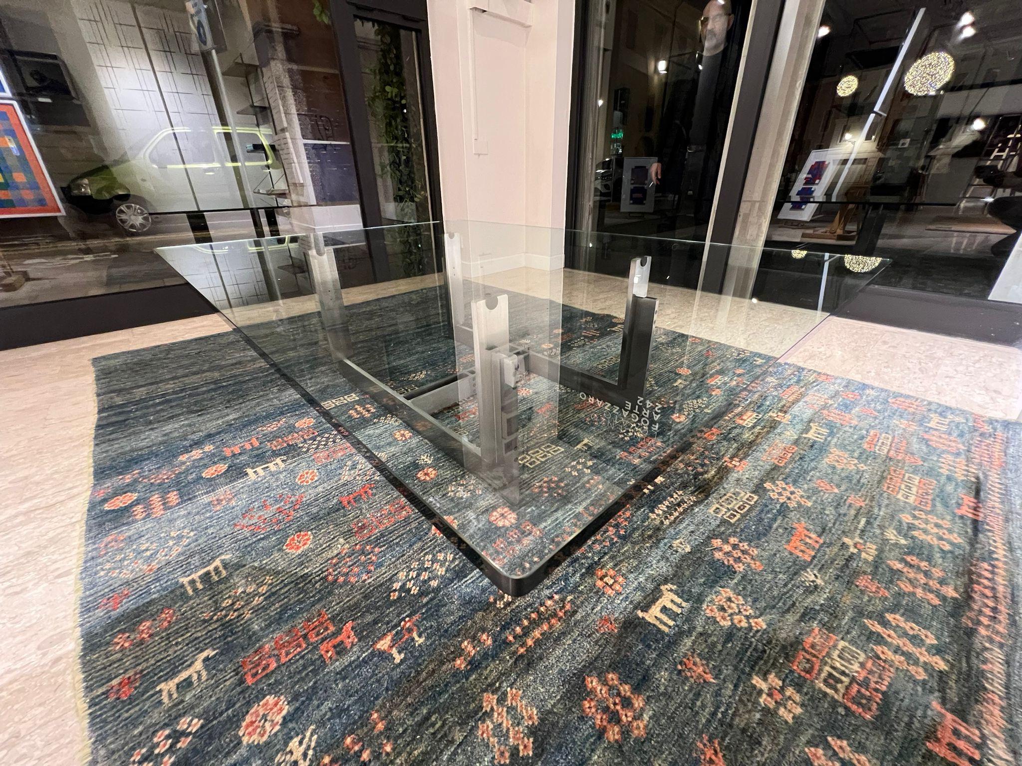 Fin du 20e siècle Tavolino basso “Florian” di Carlo Scarpa in cristallo e acciaio, 1973 — Italia en vente