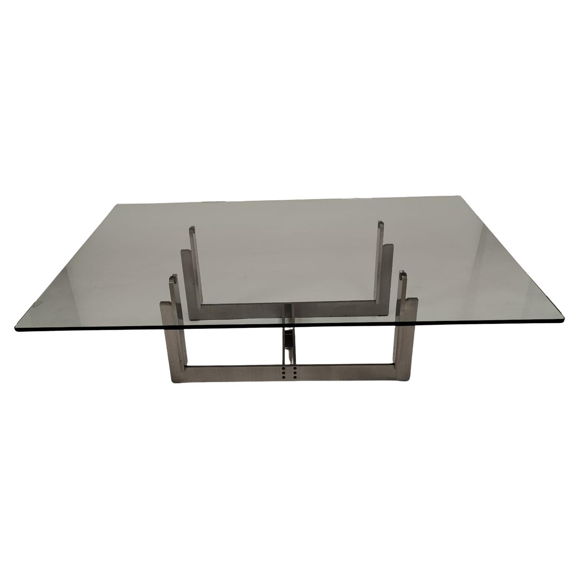 Tavolino basso “Florian” di Carlo Scarpa in cristallo e acciaio, 1973 — Italia en vente