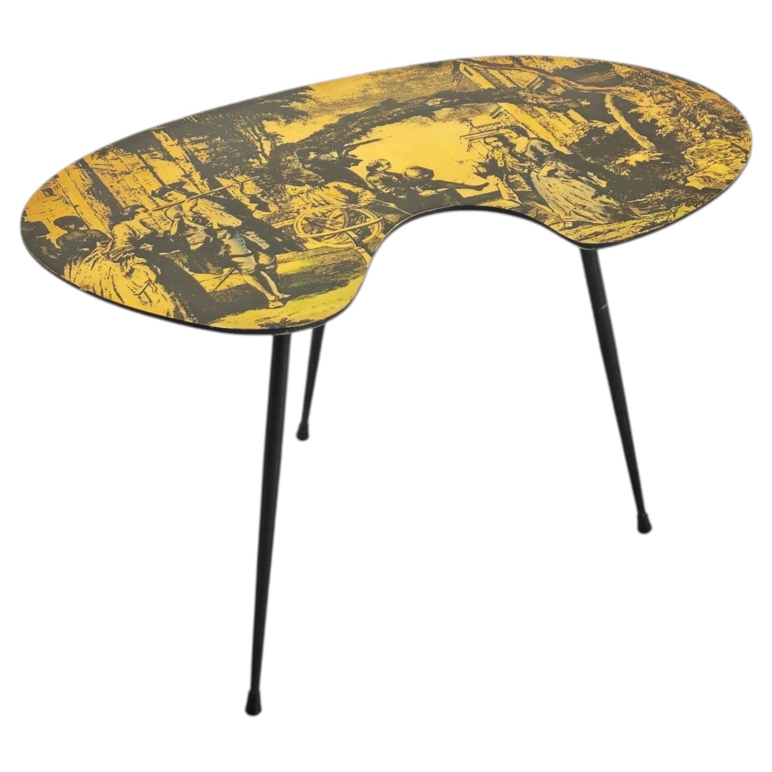 Low coffee table made of wood and metal, made in Italy, 1950s, Mid-Century Modern For Sale