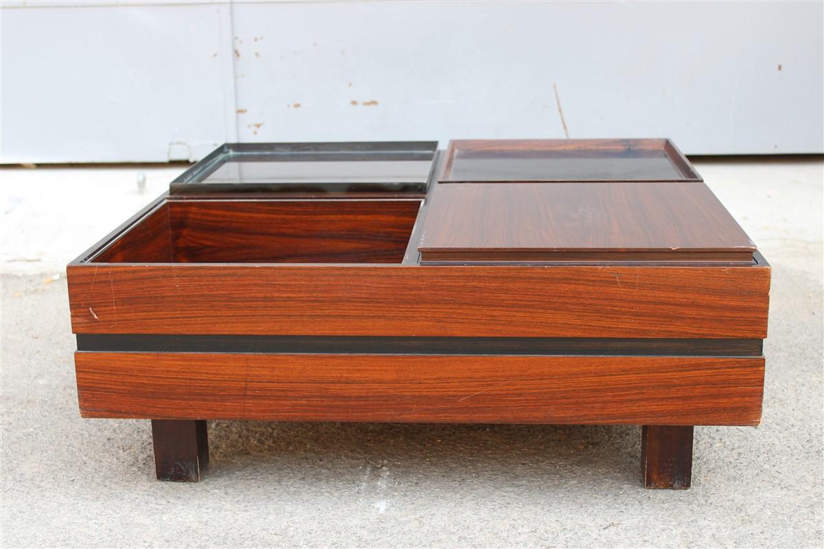 Elegante razionale tavolino Basso 4 scomparti con vassoi estraibili  di Sormani 1960s