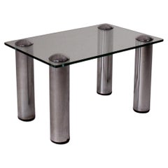 Niedriger Couchtisch aus Glas und Stahl, Manifattura Italiana, um 1970