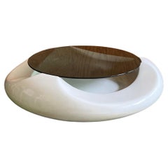 Weißer Tisch aus Fiberglas und Rauchglas 'UfoTable' von Astarte Mailand 1960s