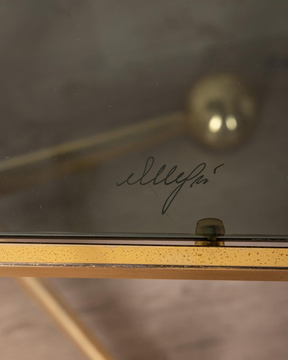 Metal Allegri design 1970s vintage gold metal trolley table