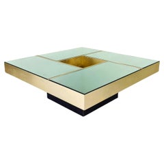 Used Square glass coffee table  G. Ausenda for NY Form 1970's