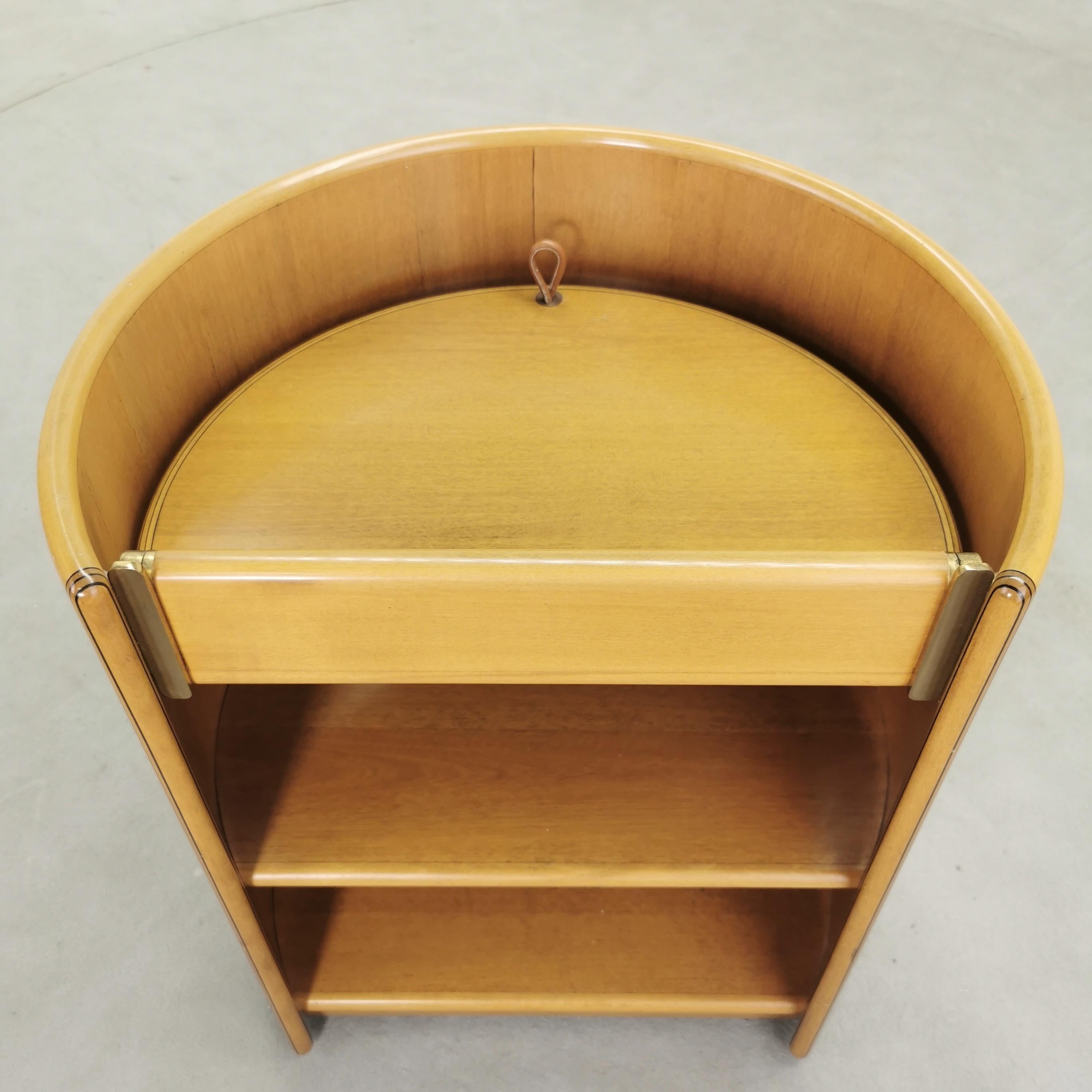 Wood Tavolino comodino con ribaltina Tobia Scarpa Maxalto serie Artona anni '80 For Sale