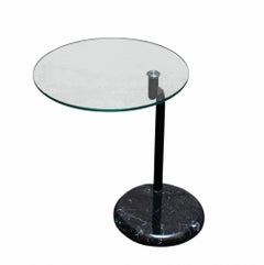 Table basse avec base en marbre et plateau tournant en verre, Italie, années 1980