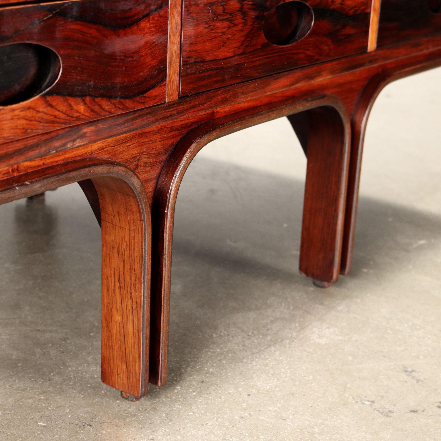 Italian Gianfranco Frattini Coffee Table with Three Drawers for Bernini, 1960s in wood For Sale