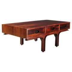 Vintage Gianfranco Frattini Coffee Table with Three Drawers for Bernini, 1960s in wood