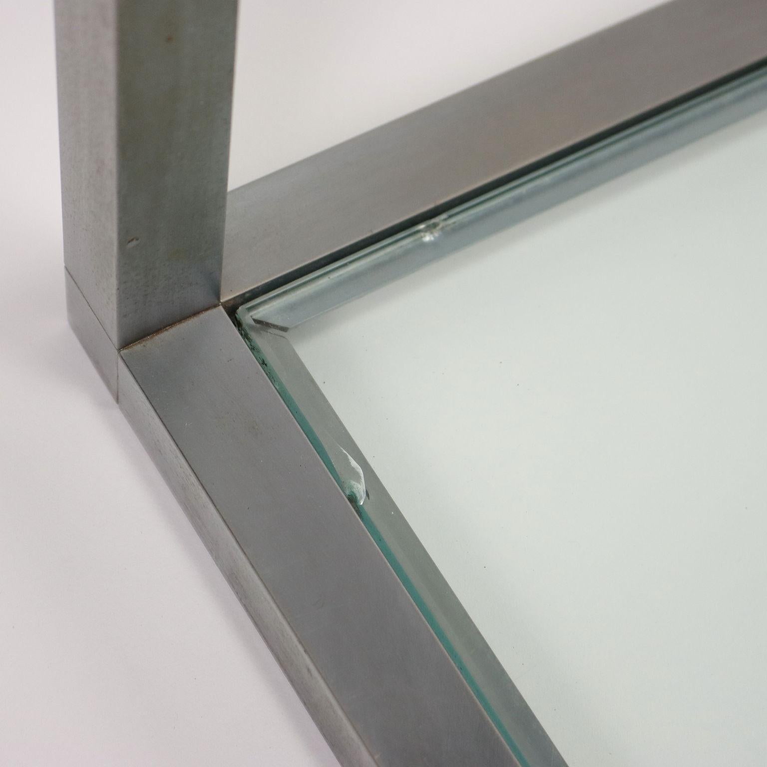 Table basse cubique en métal et verre 1960 en vente 1