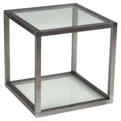 Kubischer Couchtisch aus Metall und Glas 1960er Jahre