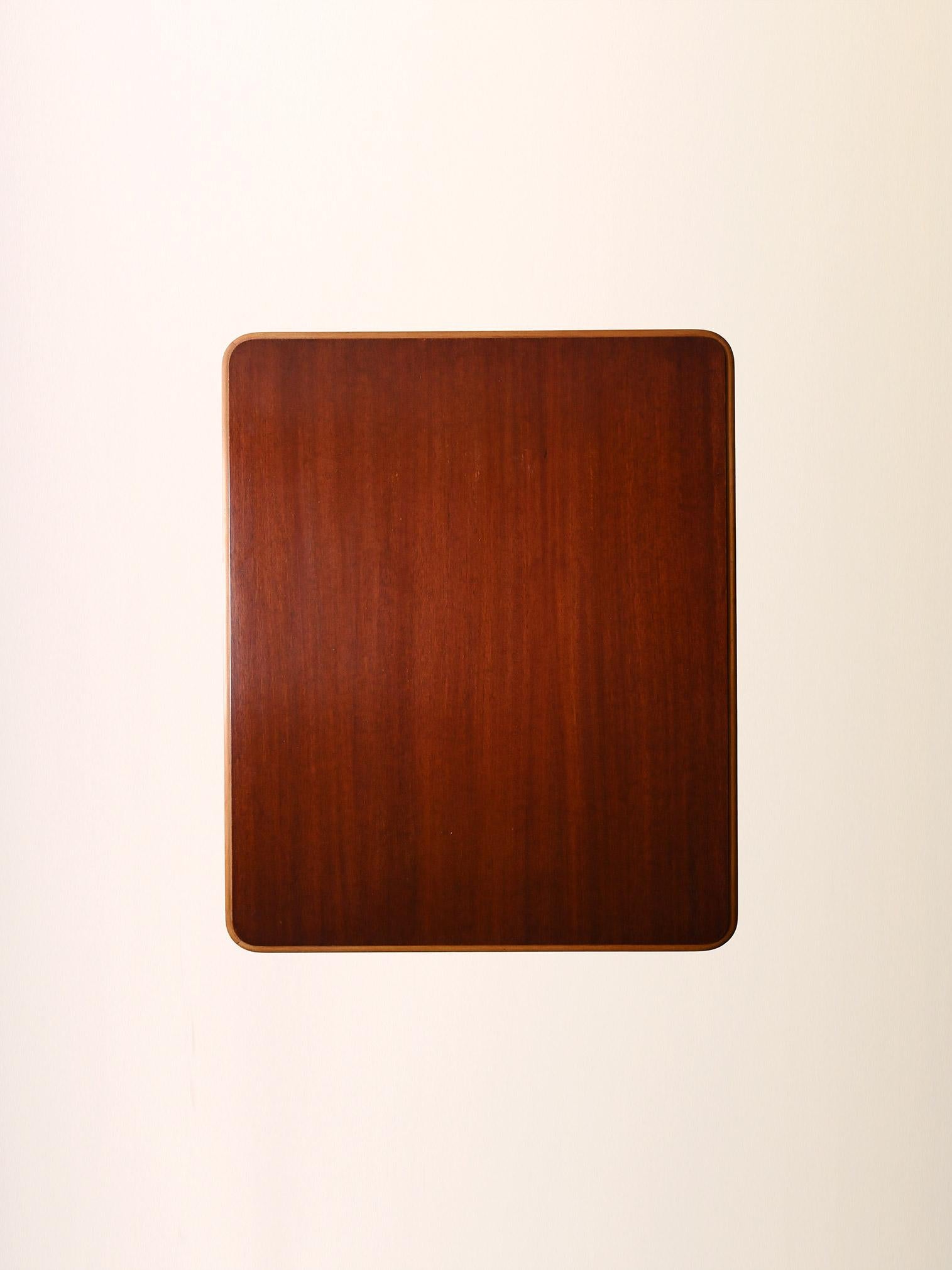 Table de bar en acajou avec base en acier en vente 1