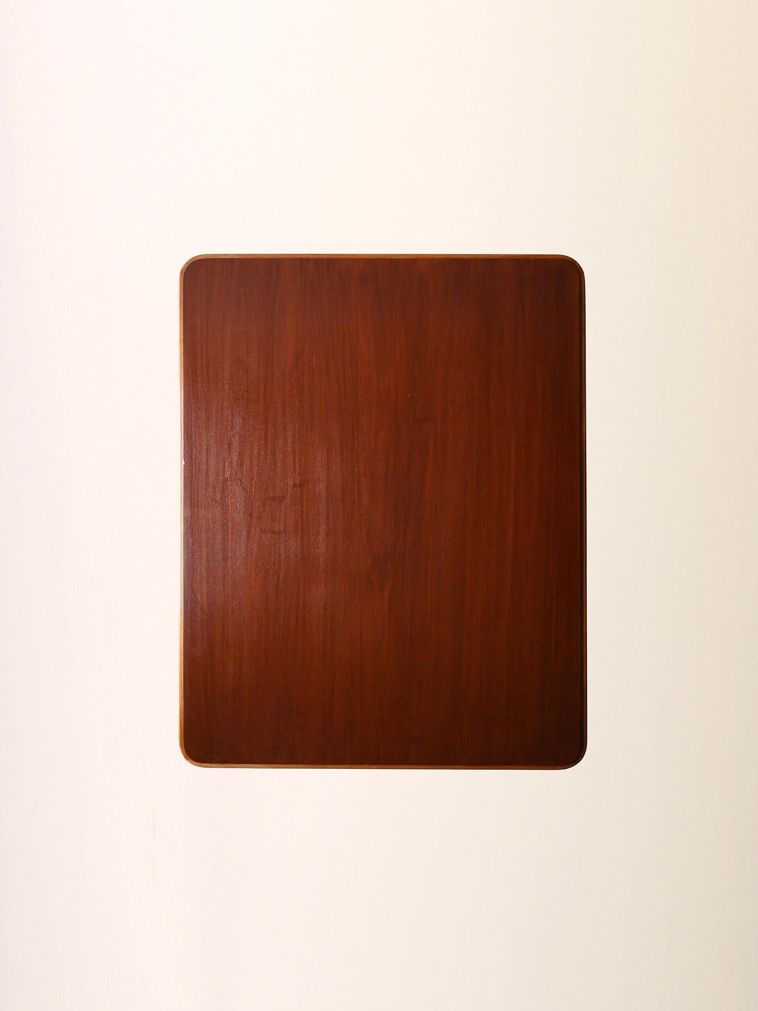 Table de bar en acajou avec base en acier en vente 2
