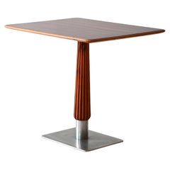 Table de bar en acajou avec base en acier