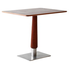 Table de bar en acajou avec base en acier