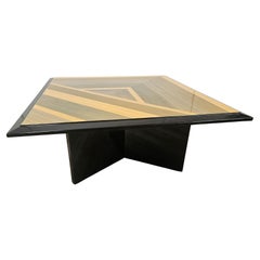 Quadratischer Couchtisch aus den 1970er Jahren mit geometrischen Darstellungen
