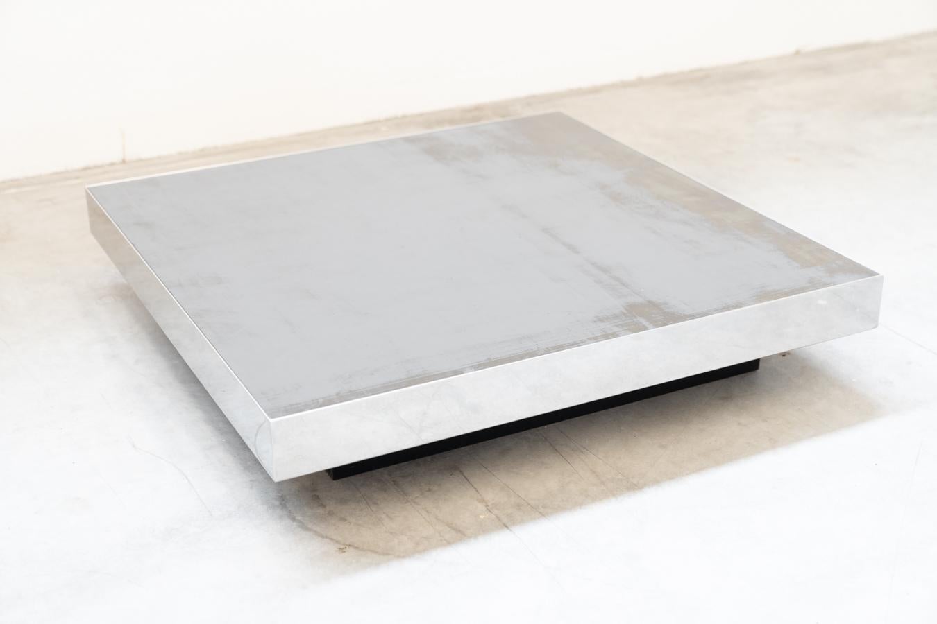 Low coffee table, stainless steel and glass by Ausenda, 1970 For Sale 5