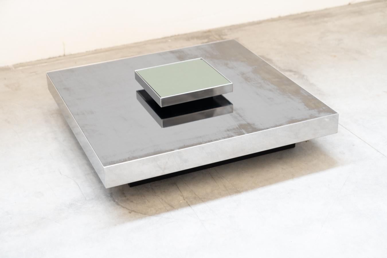 Low coffee table, stainless steel and glass by Ausenda, 1970 For Sale 3