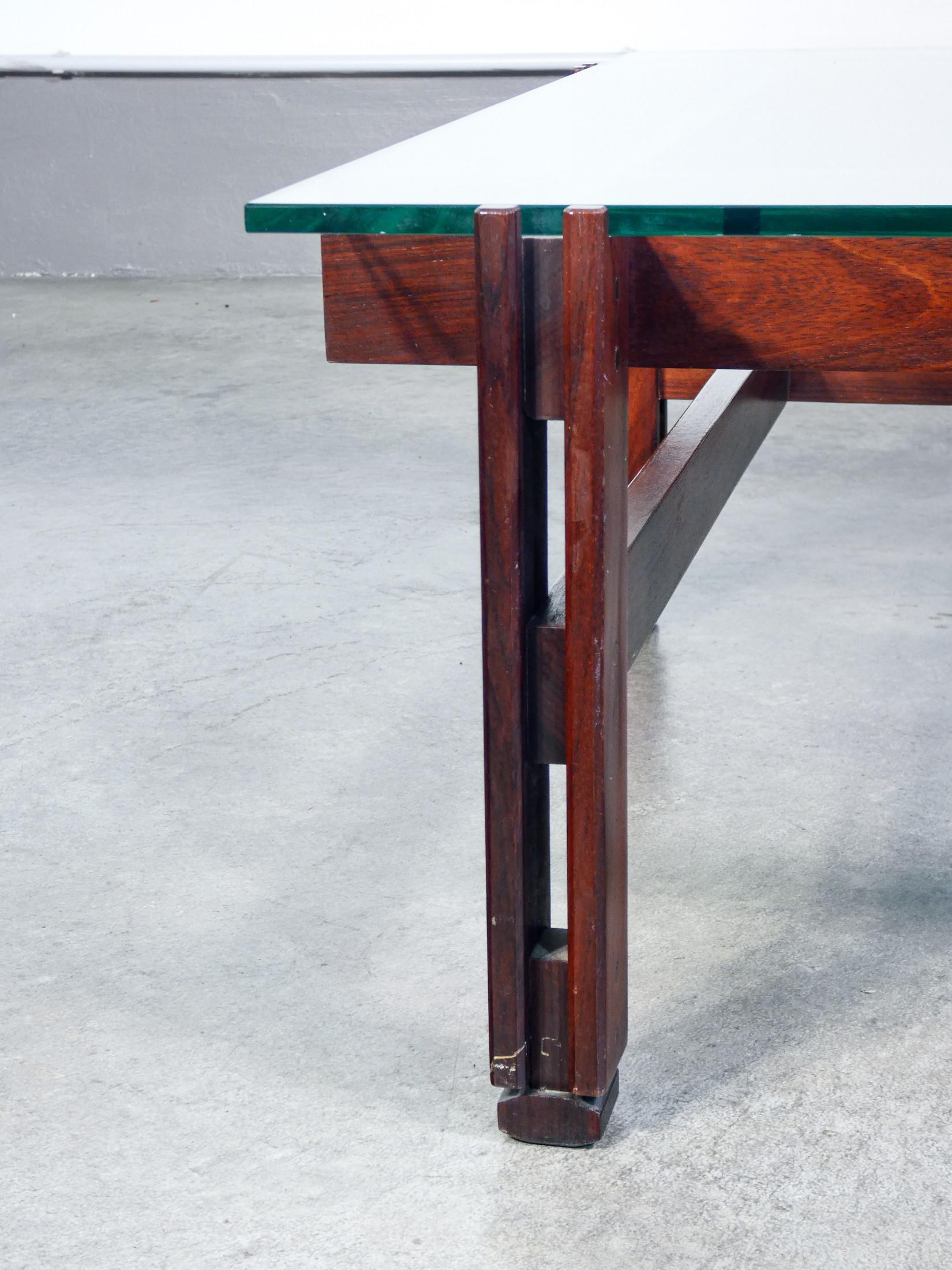 Tavolino da caffè, design di Ico PARISI, in legno e vetro. Italia, Anni 70 4
