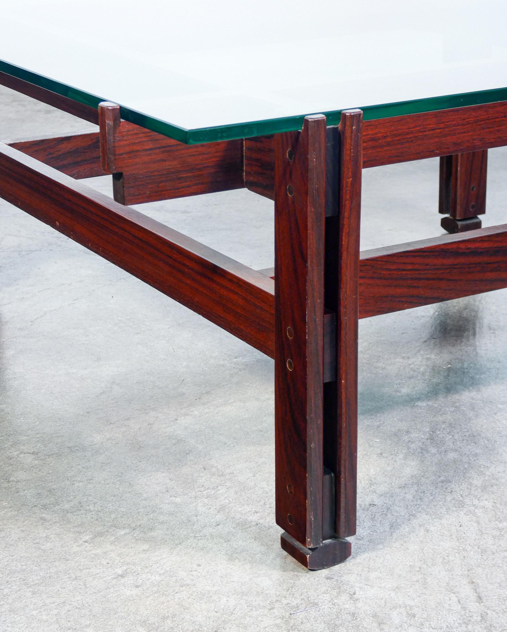 Tavolino da caffè, design di Ico PARISI, in legno e vetro. Italia, Anni 70 3