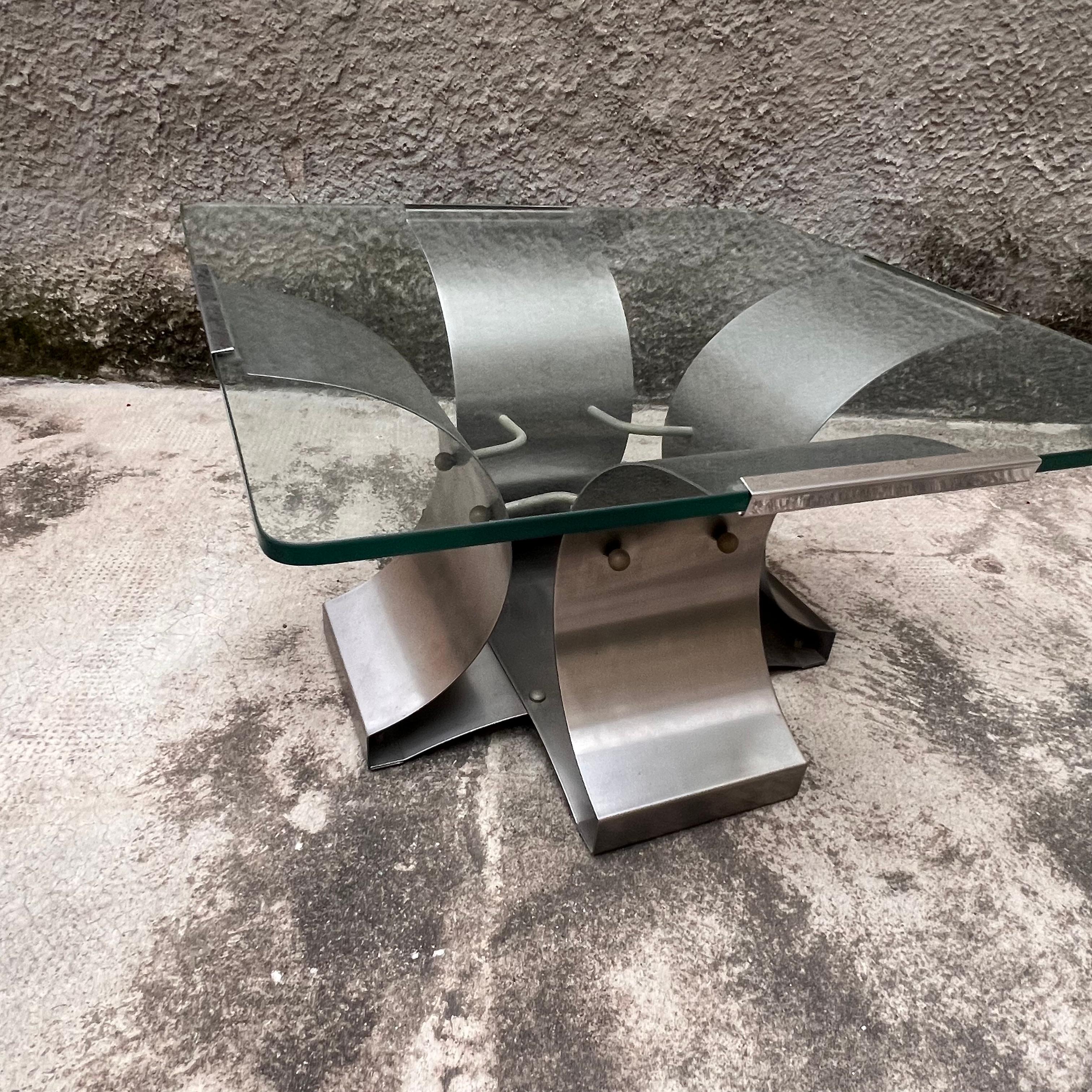 French Steel coffee table by François Monnet for Kappa - Italy - 1970s For Sale