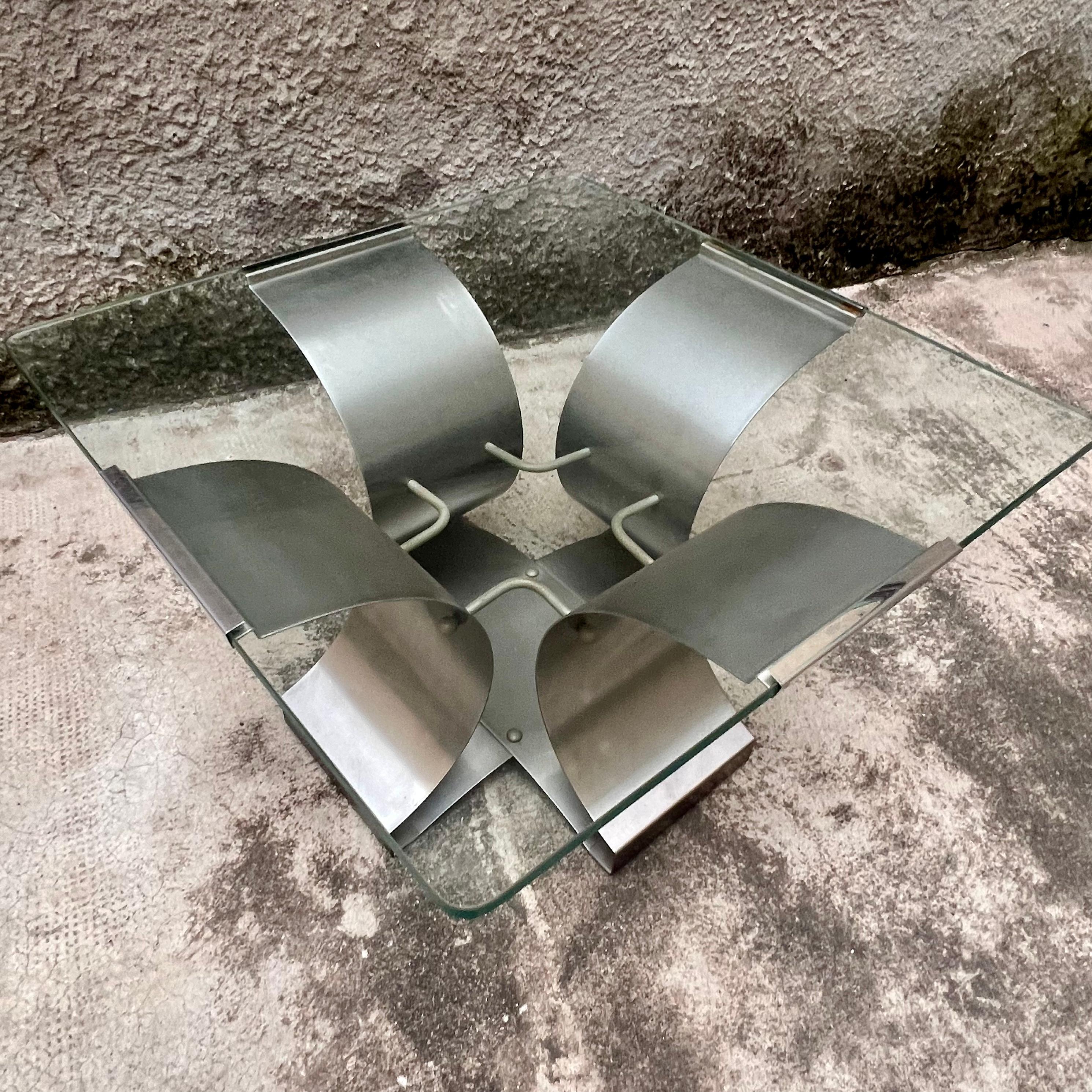 Steel coffee table by François Monnet for Kappa - Italy - 1970s For Sale 1