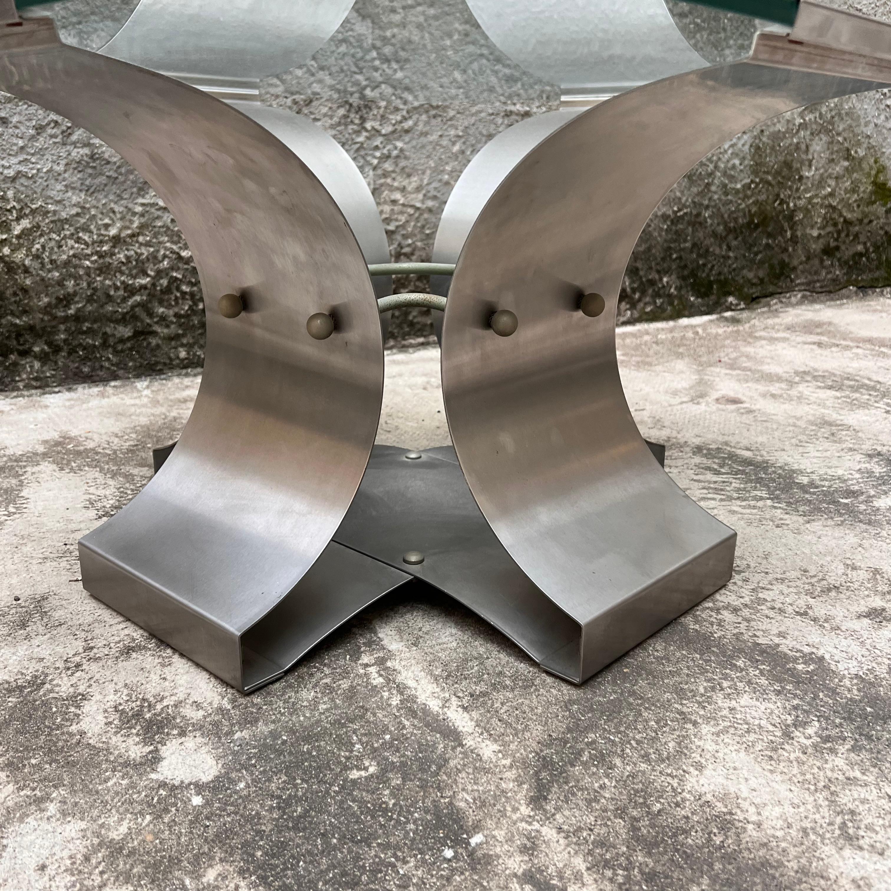 Steel coffee table by François Monnet for Kappa - Italy - 1970s For Sale 2