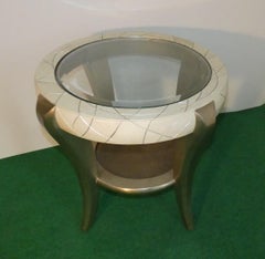 Tavolino da caffè in faggio e foglia argento, Italia, anni '80