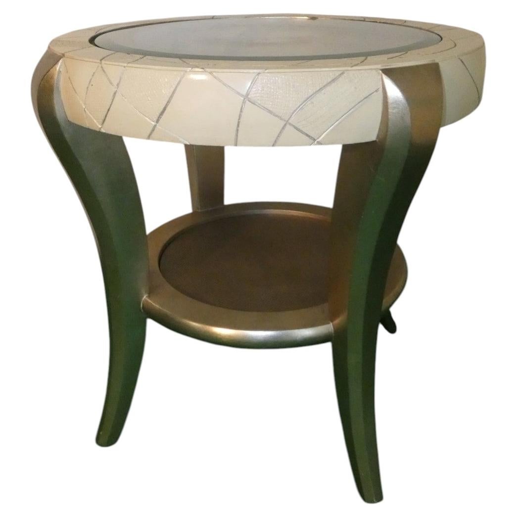 Beechwood coffee table with silver leaf finish, Italy, 1980s For Sale