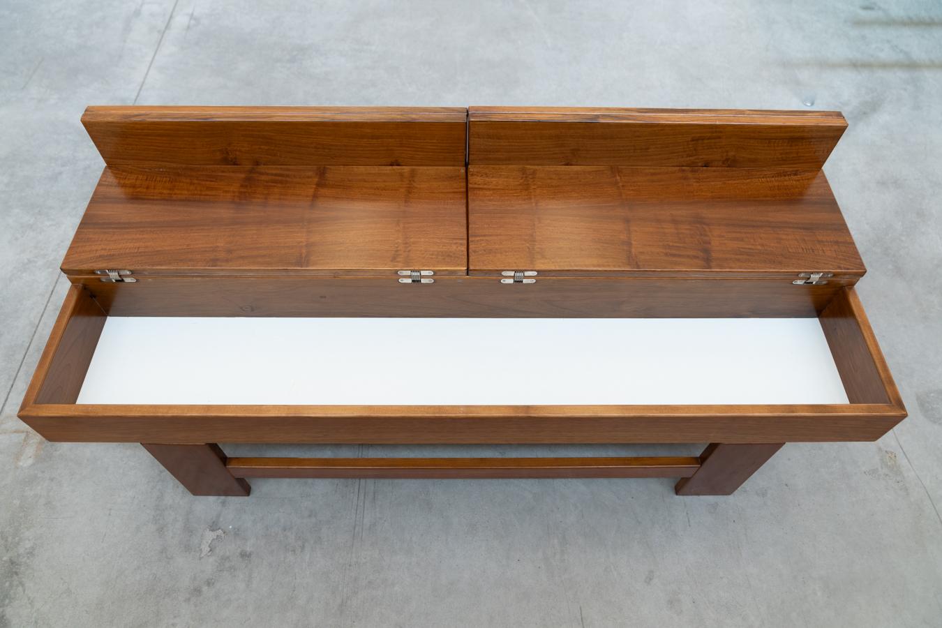 Walnut coffee table with compartment by Michelucci, 1970 For Sale 9