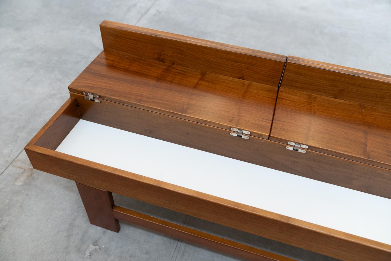 Walnut coffee table with compartment by Michelucci, 1970 For Sale 10