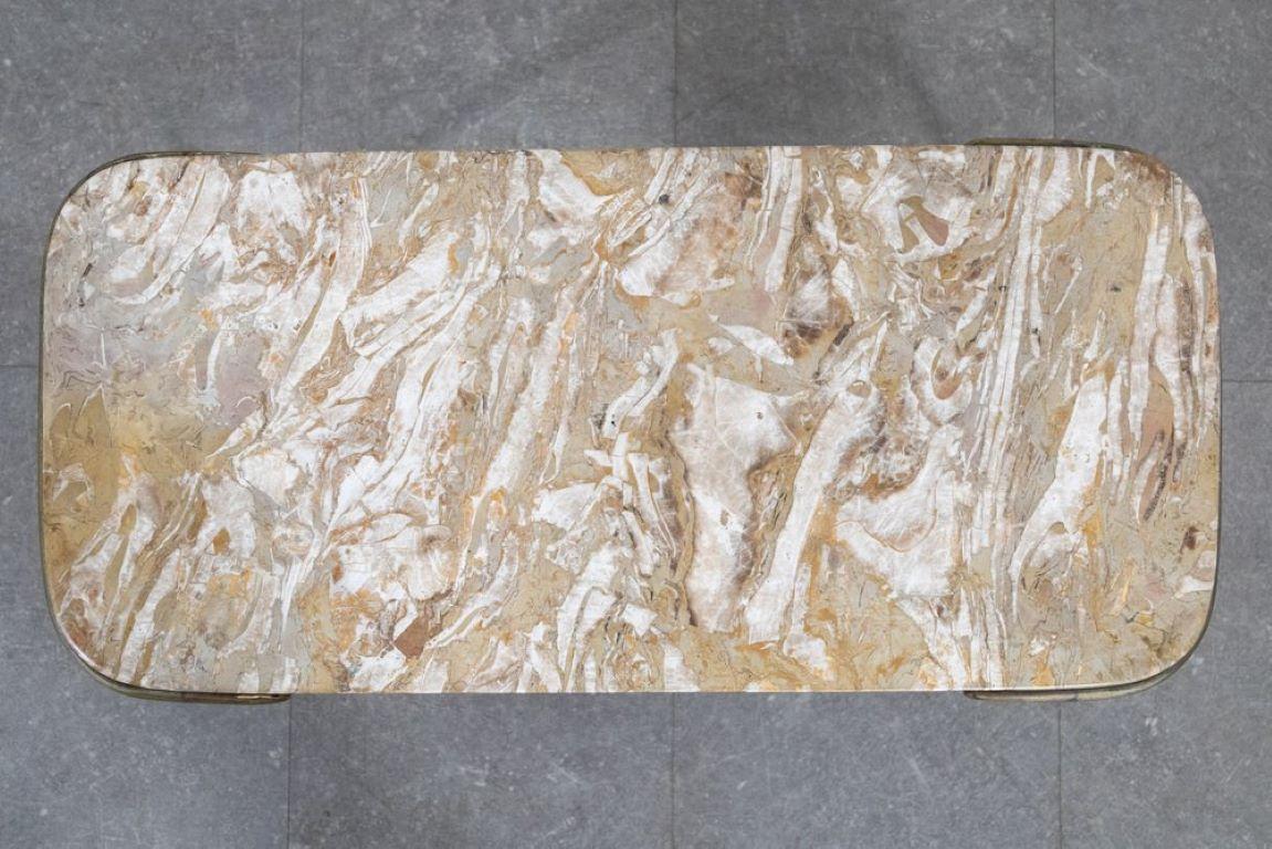 Table basse en laiton et marbre par Cesare Lacca, années 1950 en vente 1