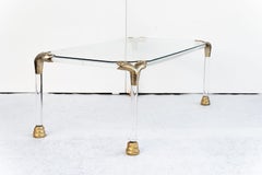 Acrylic glass and brass coffee table, 1970s