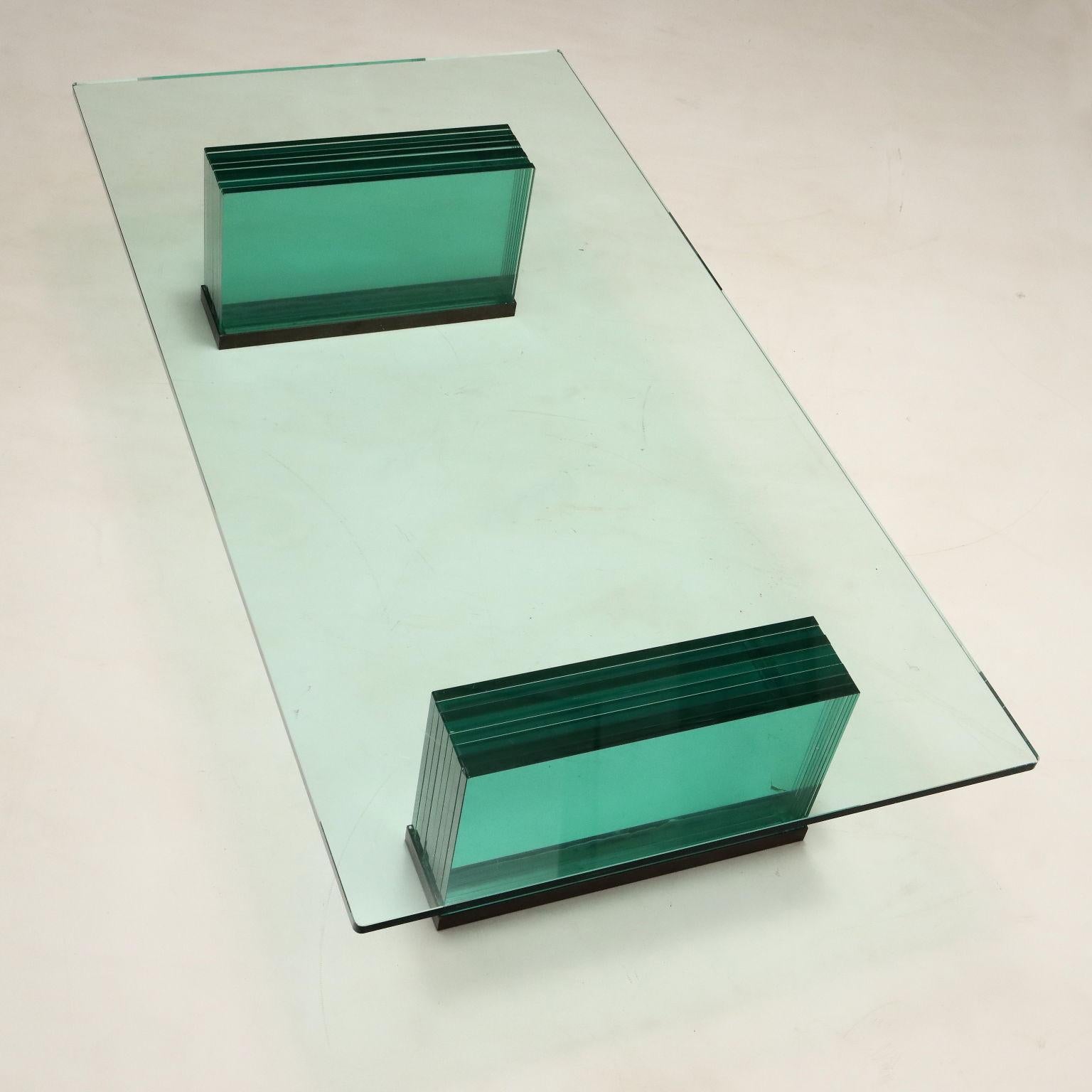 Italian Table basse en verre, années 70-80 en vente
