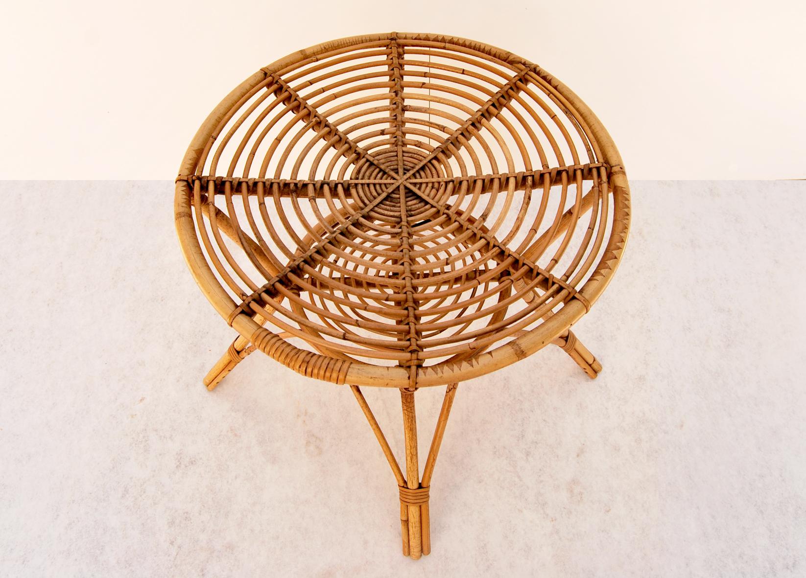 Mid-Century Modern Wicker and bamboo coffee table, 1960s  For Sale