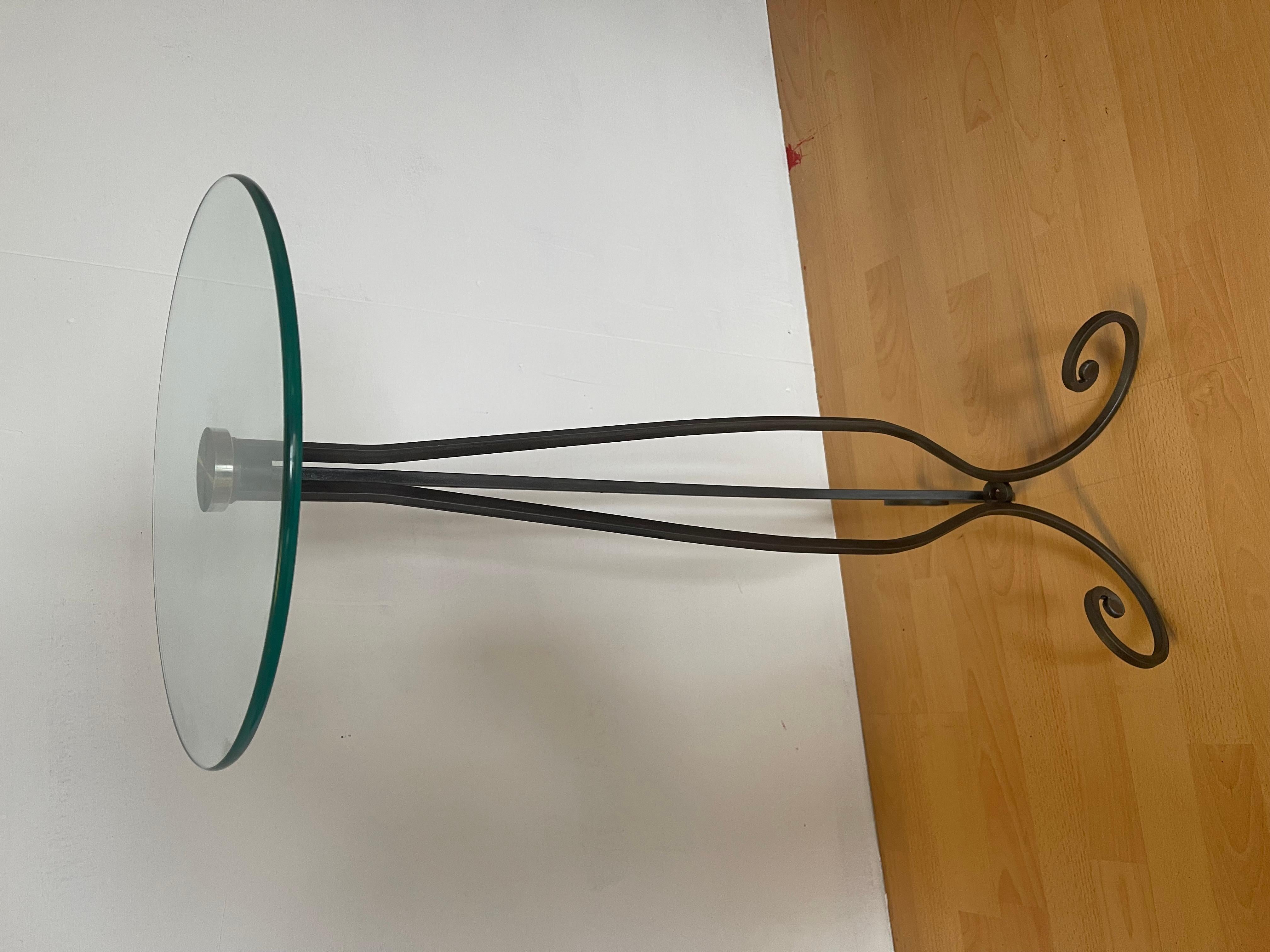 Other Tavolino da caffe italiano in ferro battuto e vetro anni '70 For Sale