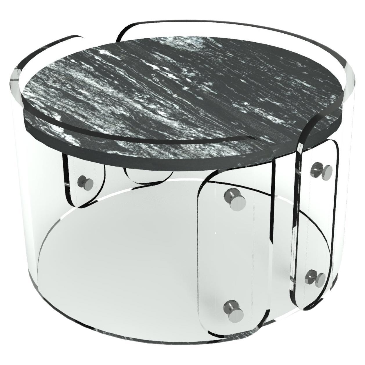 LASSU' small coffee table, black beauty granite top. By Legame Italia For Sale