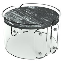 LASSU' small coffee table, black beauty granite top. By Legame Italia