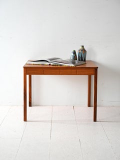 Vintage Scandinavian teak coffee table with carved edge