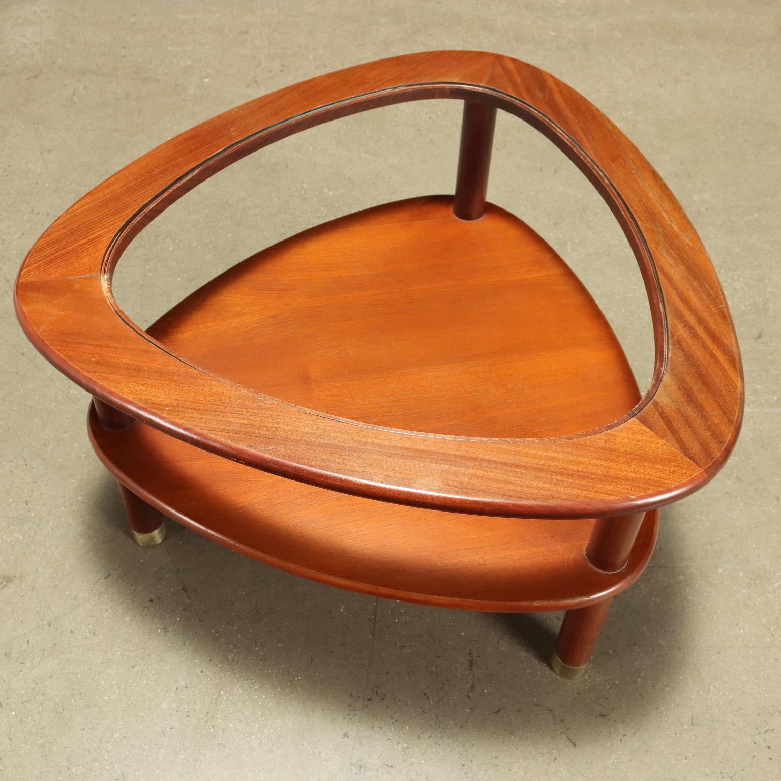 Mid-Century Modern 1960s teak center coffee table with glass top For Sale