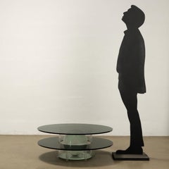 Smoked glass round center coffee table 1970s